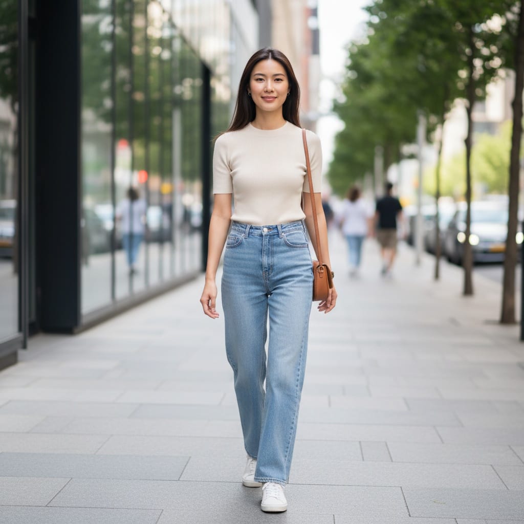 petite asian woman urban street confident 31927599