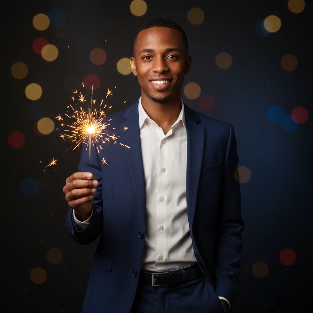 petite black man birthday sparkler magic 79293340