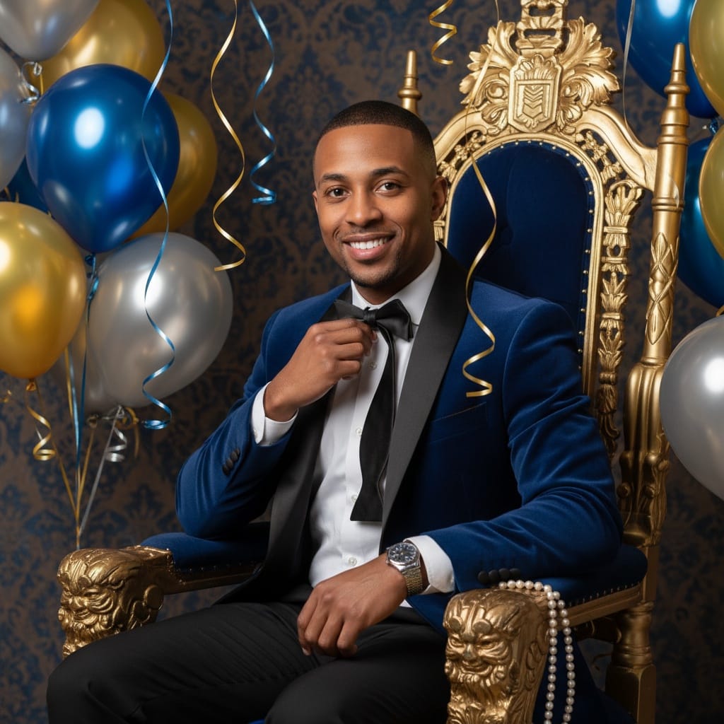 petite black man birthday throne chair 86628712