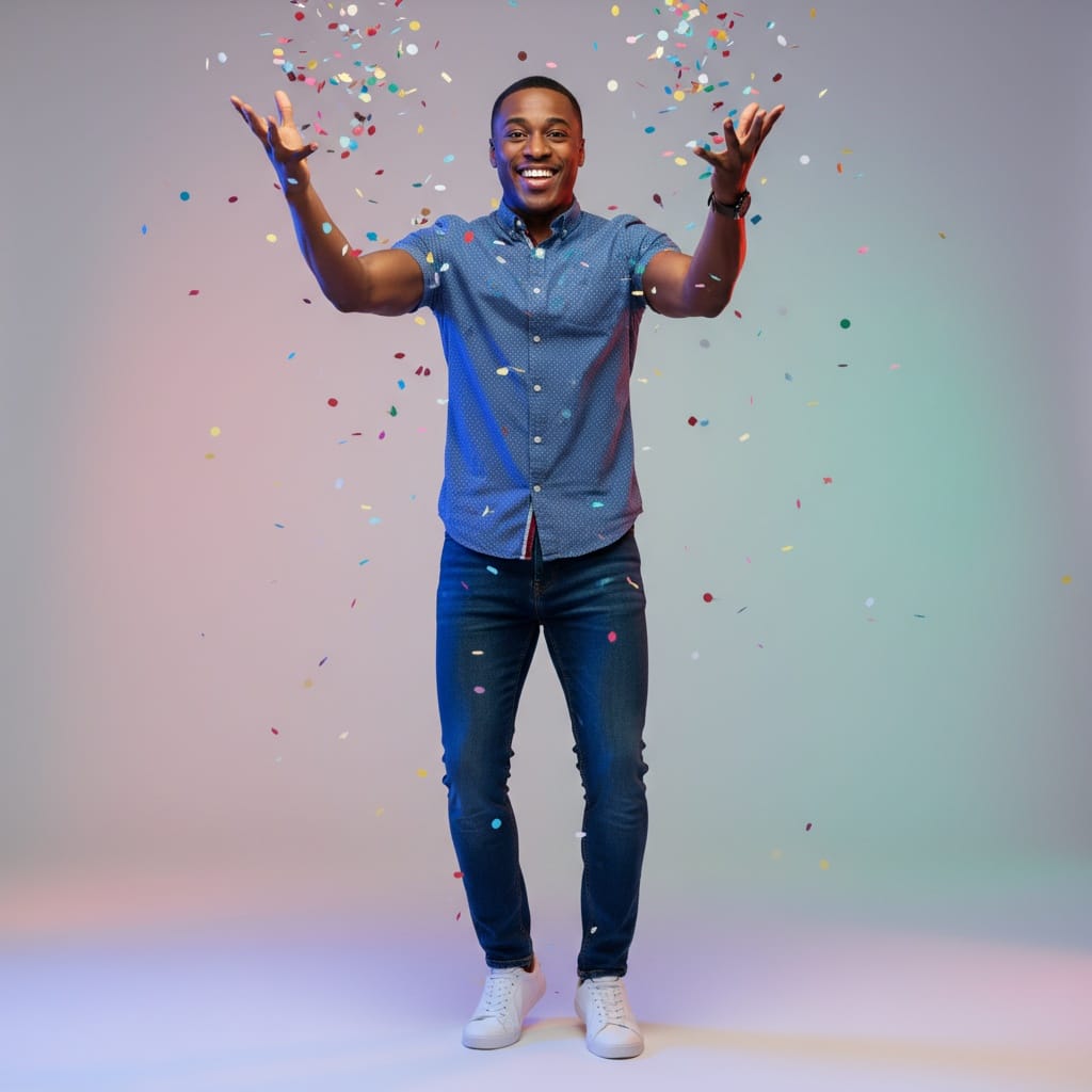 petite black man confetti throw action 63360900