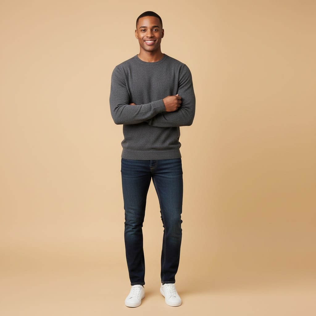 petite black man minimal beige background 34970783