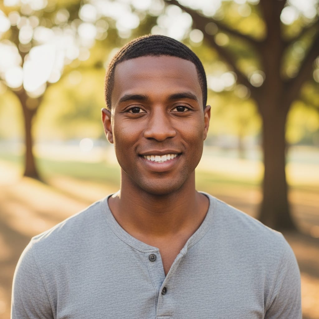 petite black man outdoor natural light casual 52629634