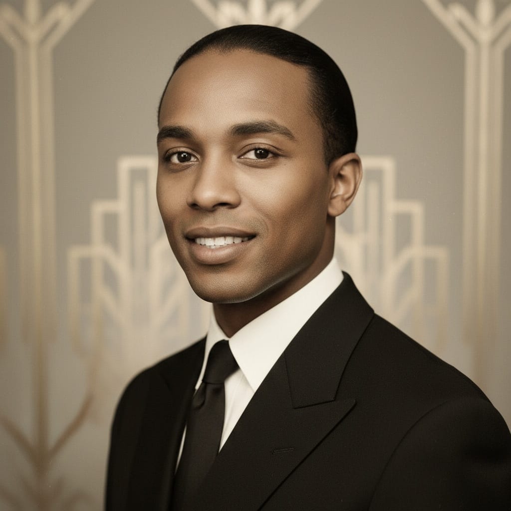 petite black man roaring twenties headshot 80367673