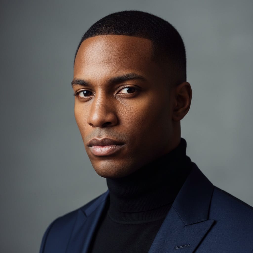 petite black man serious editorial look 47128588
