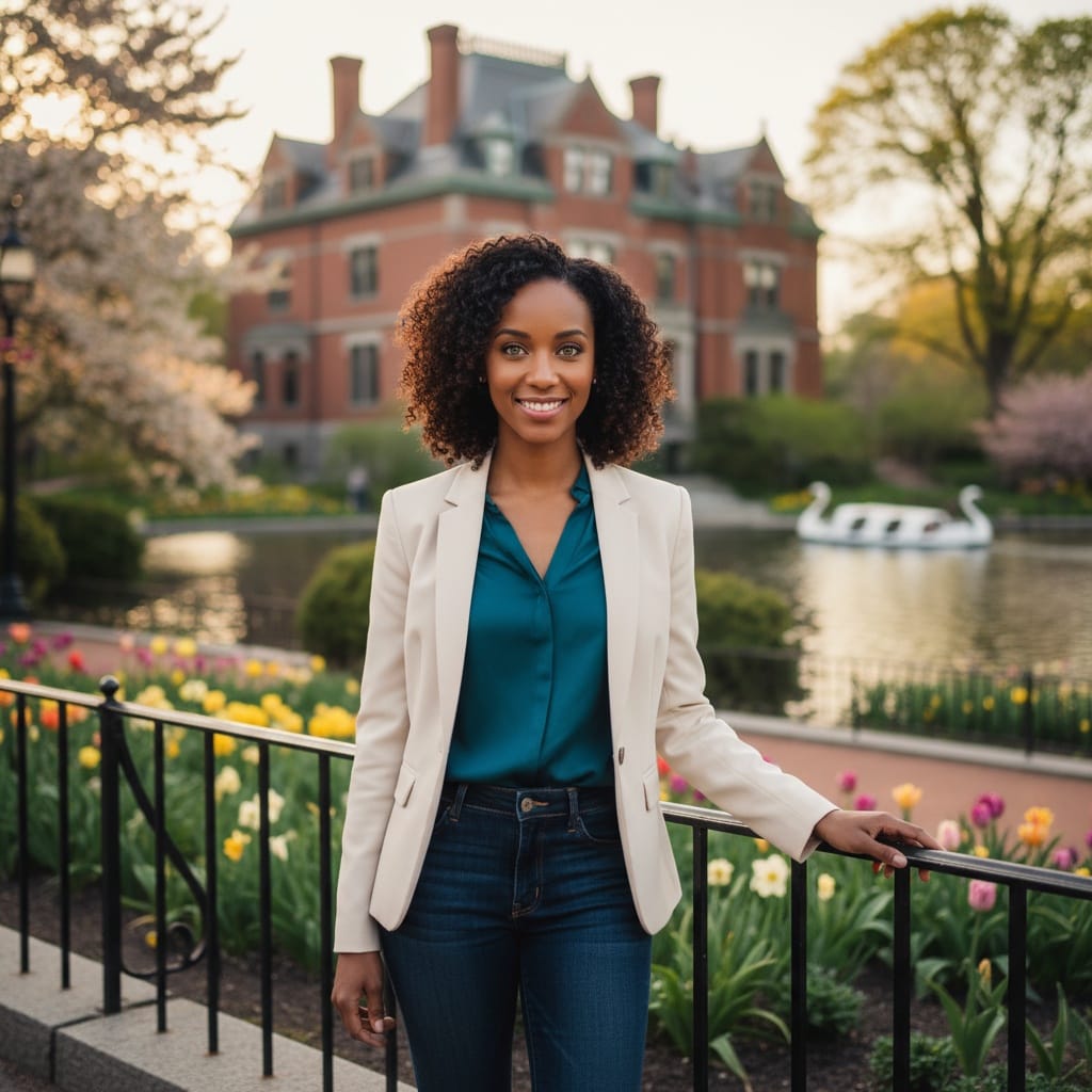 petite black woman boston public garden backdrop 93035559