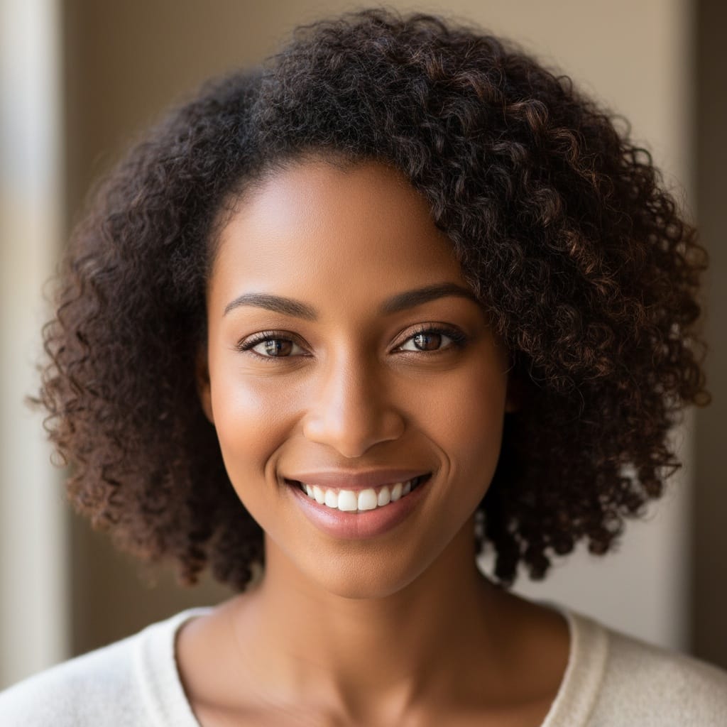 petite black woman close up genuine smile 33062244