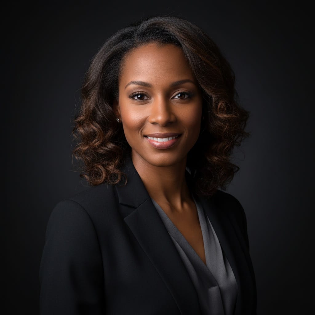 petite black woman dark background dramatic 90283790