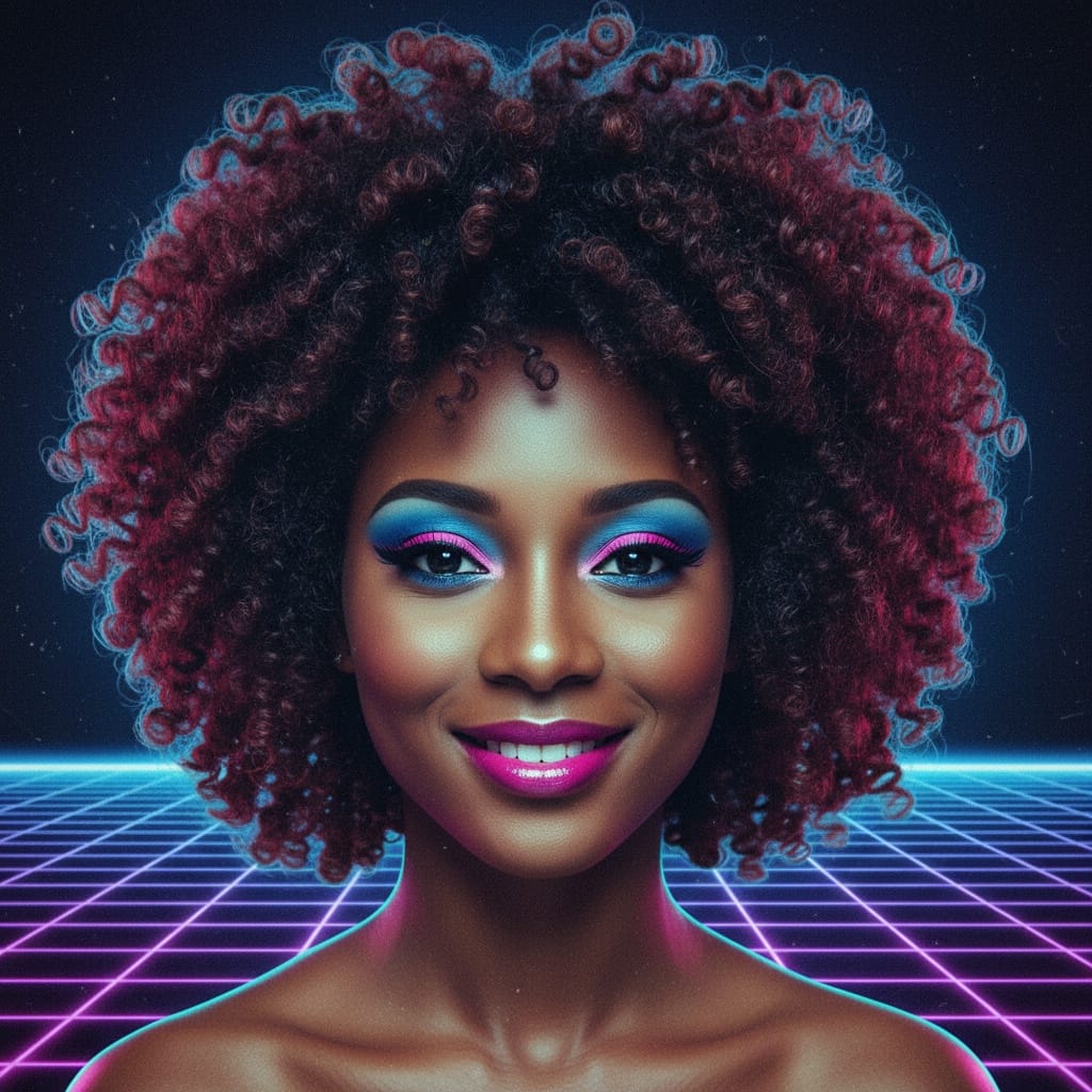 petite black woman grid background portrait 46812516