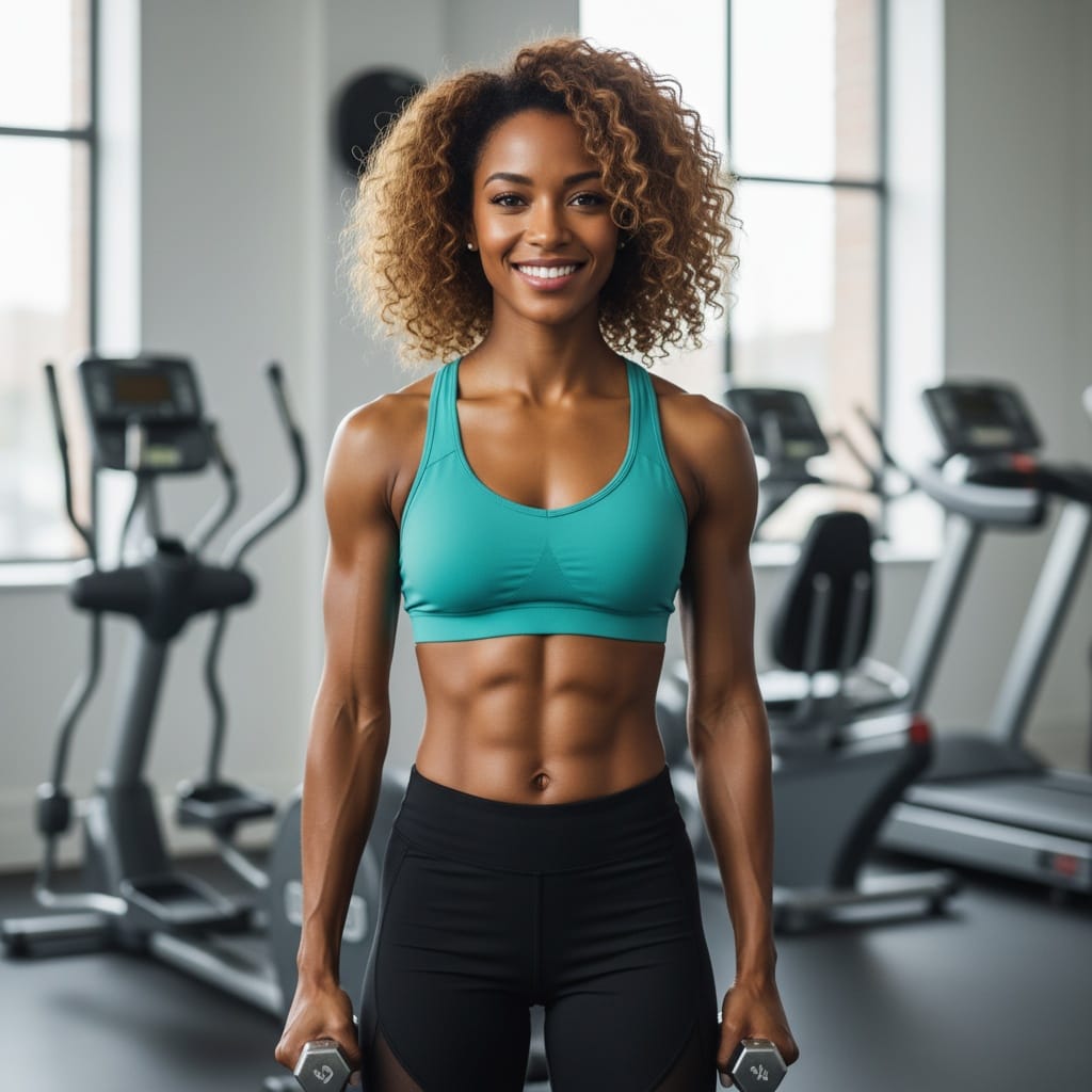 petite black woman gym athletic confident 98980952