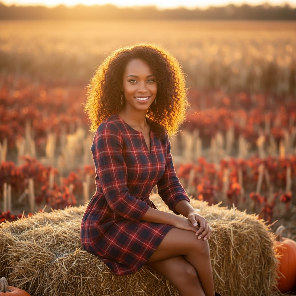 petite black woman haystack golden hour 10926583