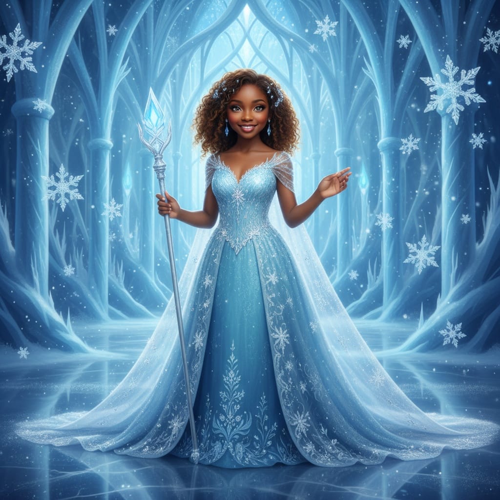 petite black woman ice palace winter scene 36309542