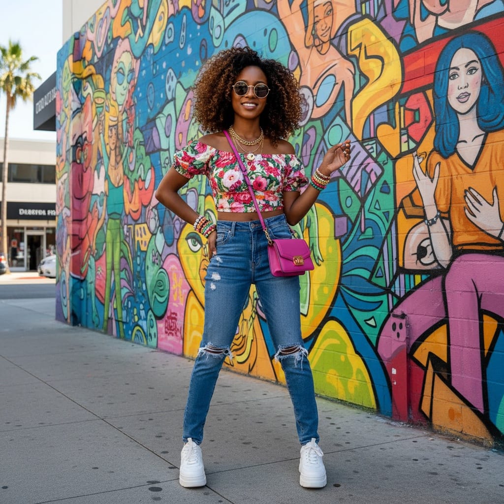 petite black woman melrose wall street art 81578115