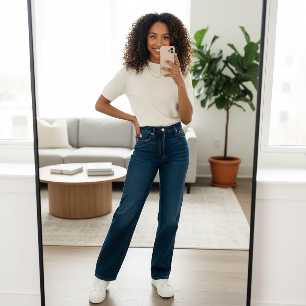petite black woman mirror selfie style outfit 44005247