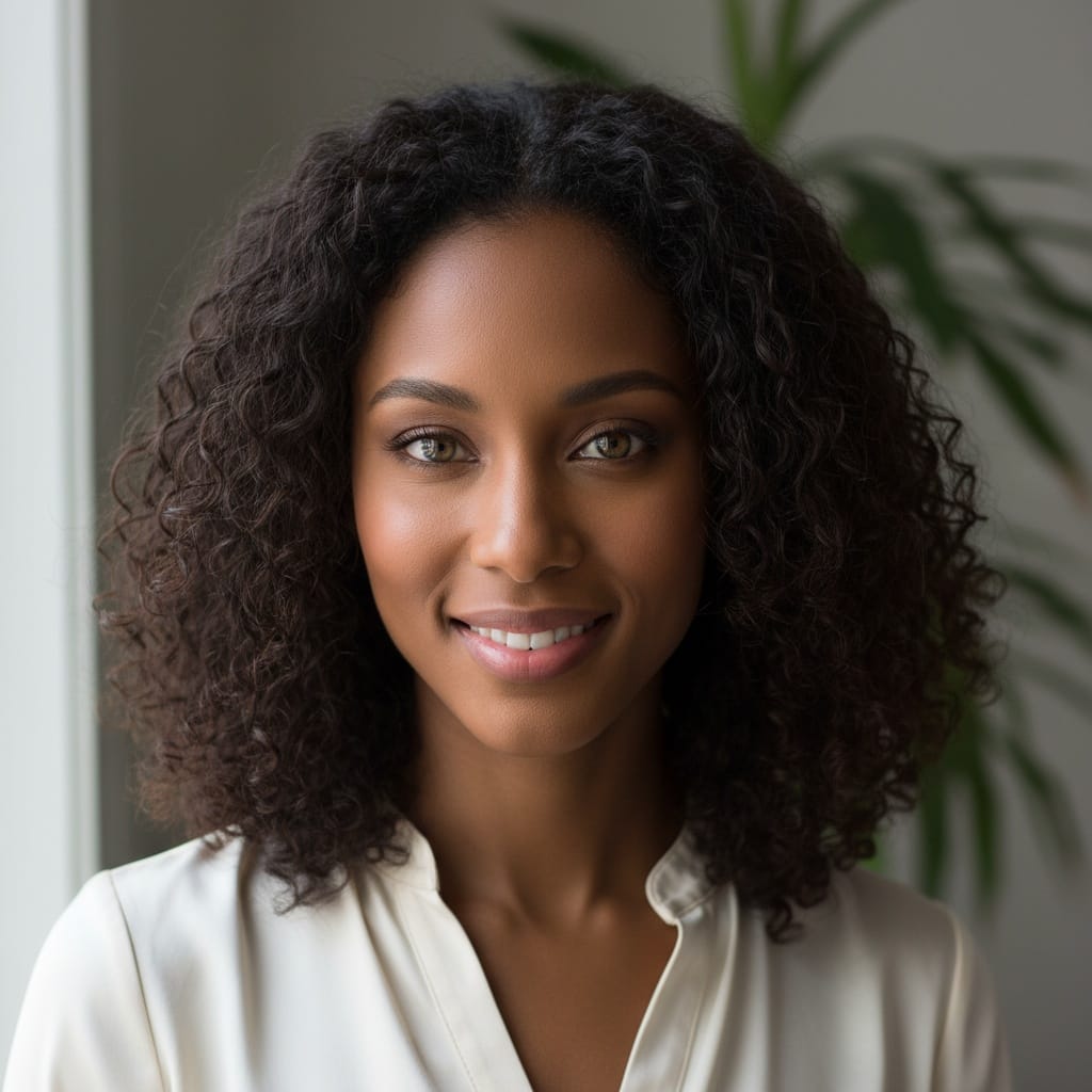 petite black woman natural window light soft 50733784