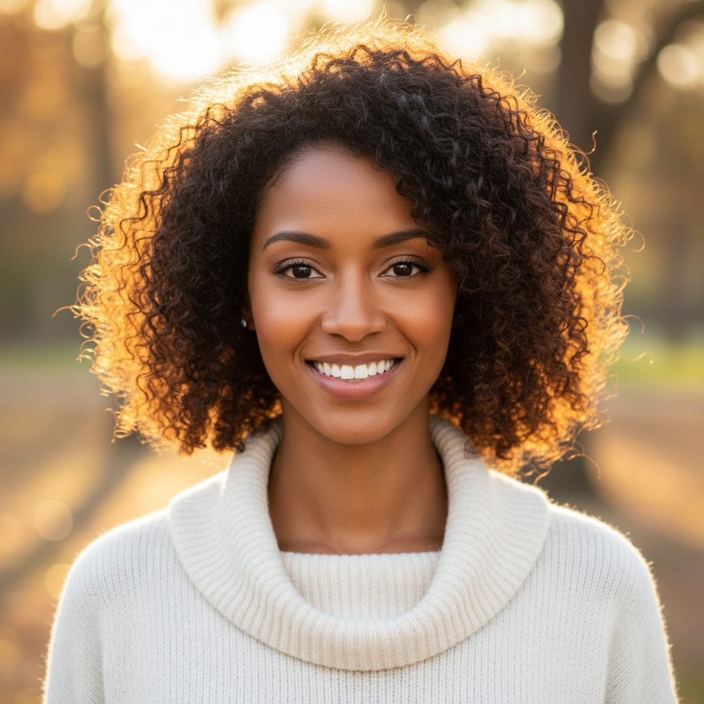 petite black woman outdoor natural light casual 41083230