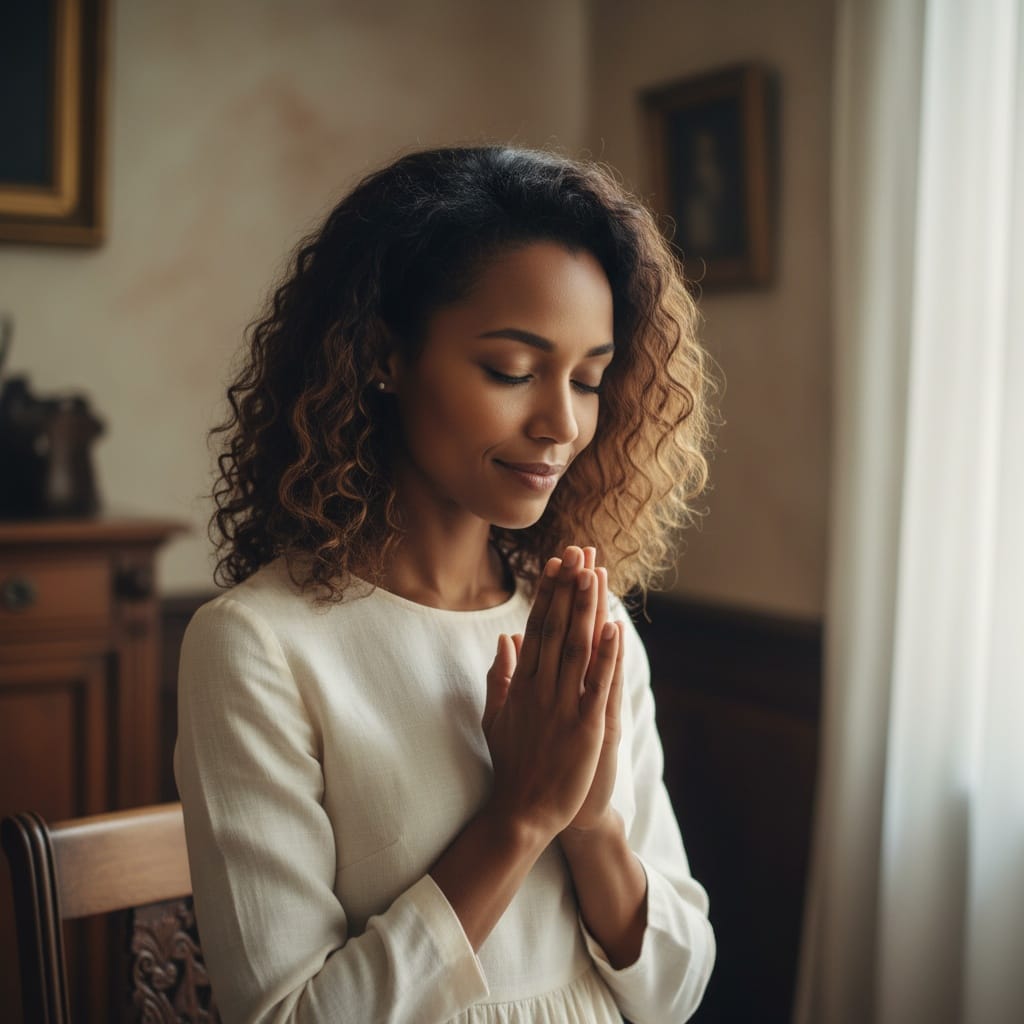 petite black woman prayer reflection peaceful 67653173