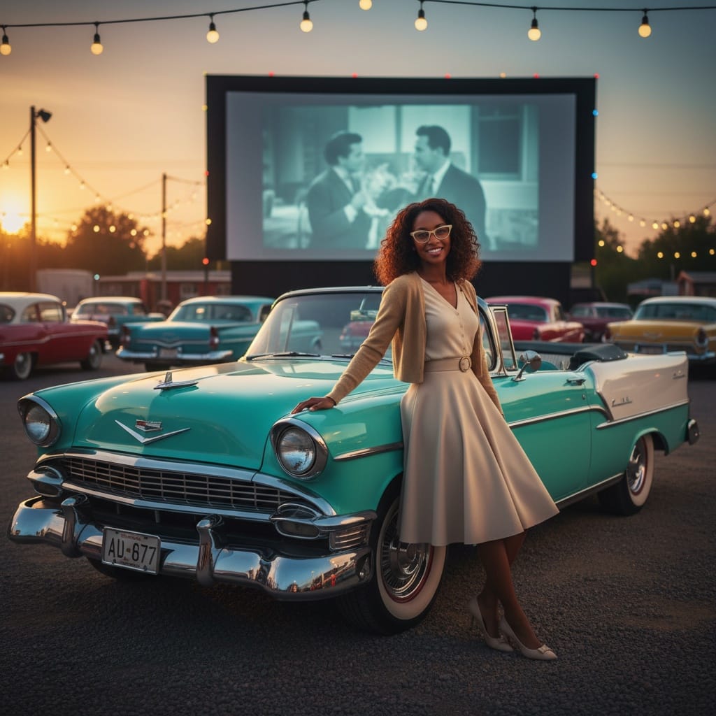 petite black woman retro drive in theater 78146305