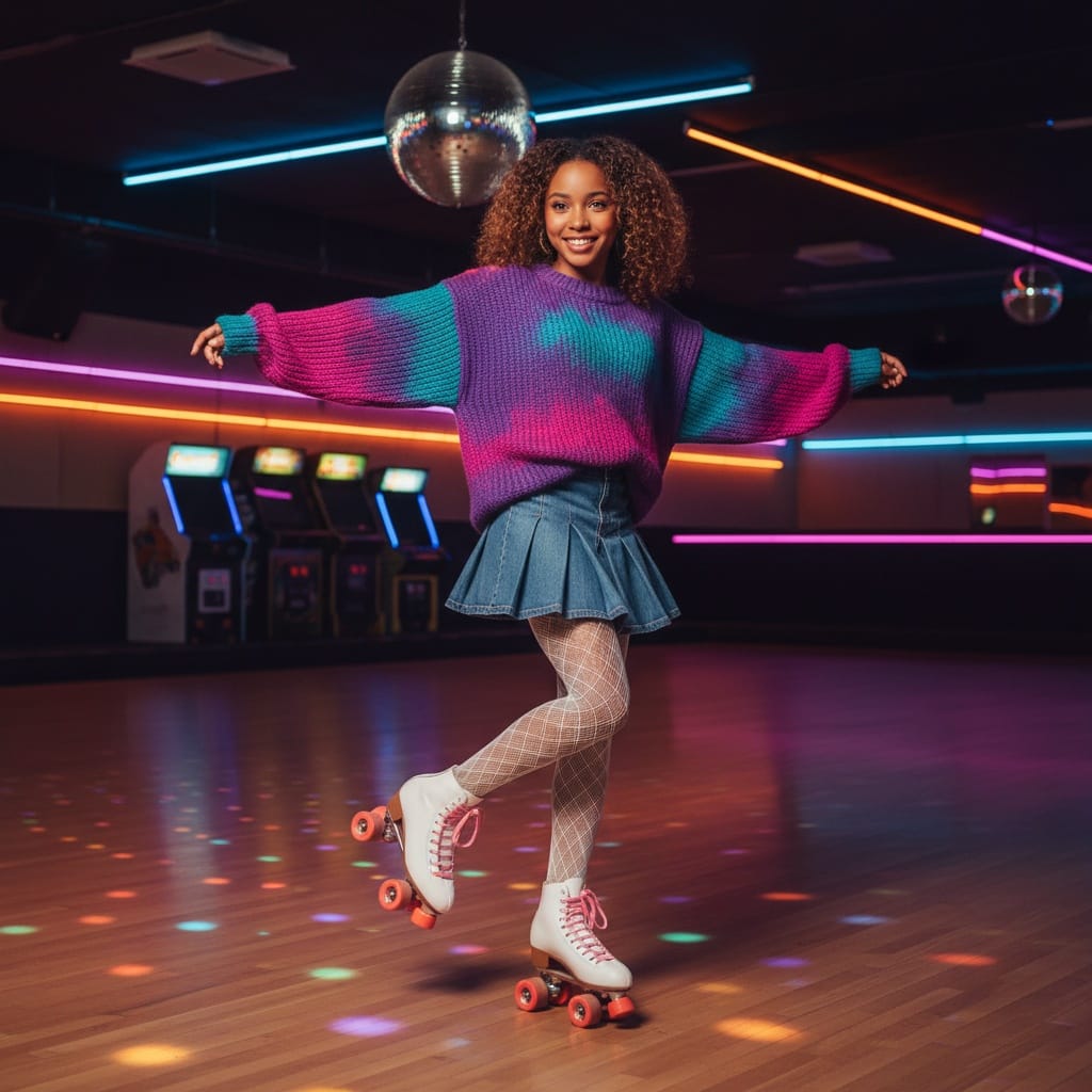 petite black woman roller rink atmosphere 59857080