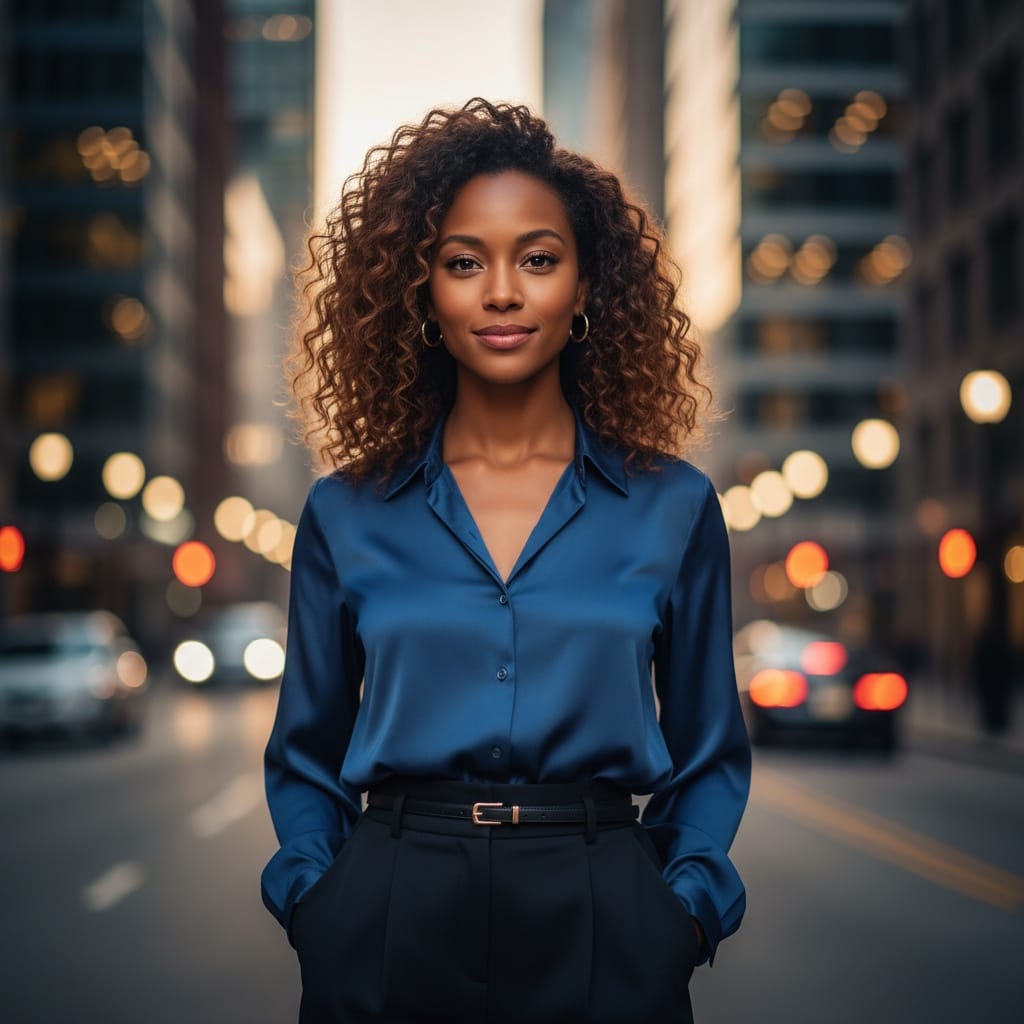 petite black woman smart casual evening 27308682