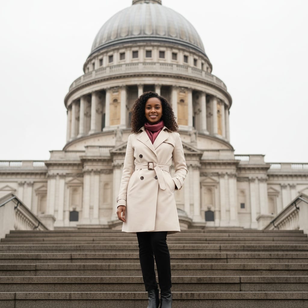 petite black woman st pauls cathedral steps 33932639