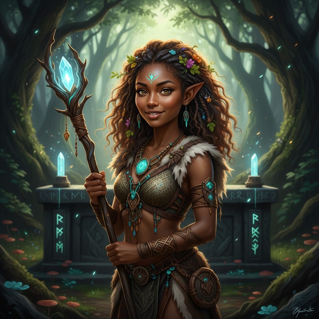 petite black woman tribal wood elf 85301465