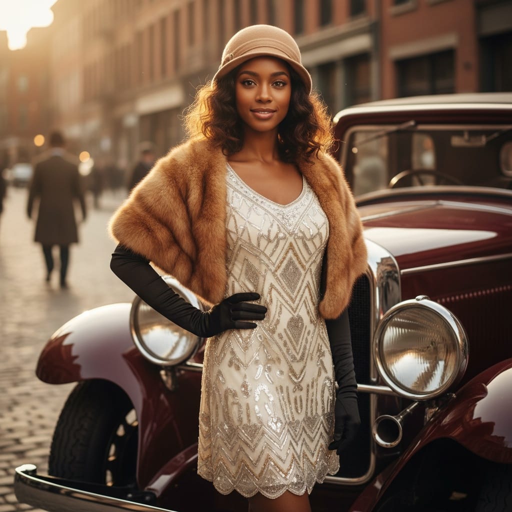 petite black woman vintage automobile outdoor 88339953