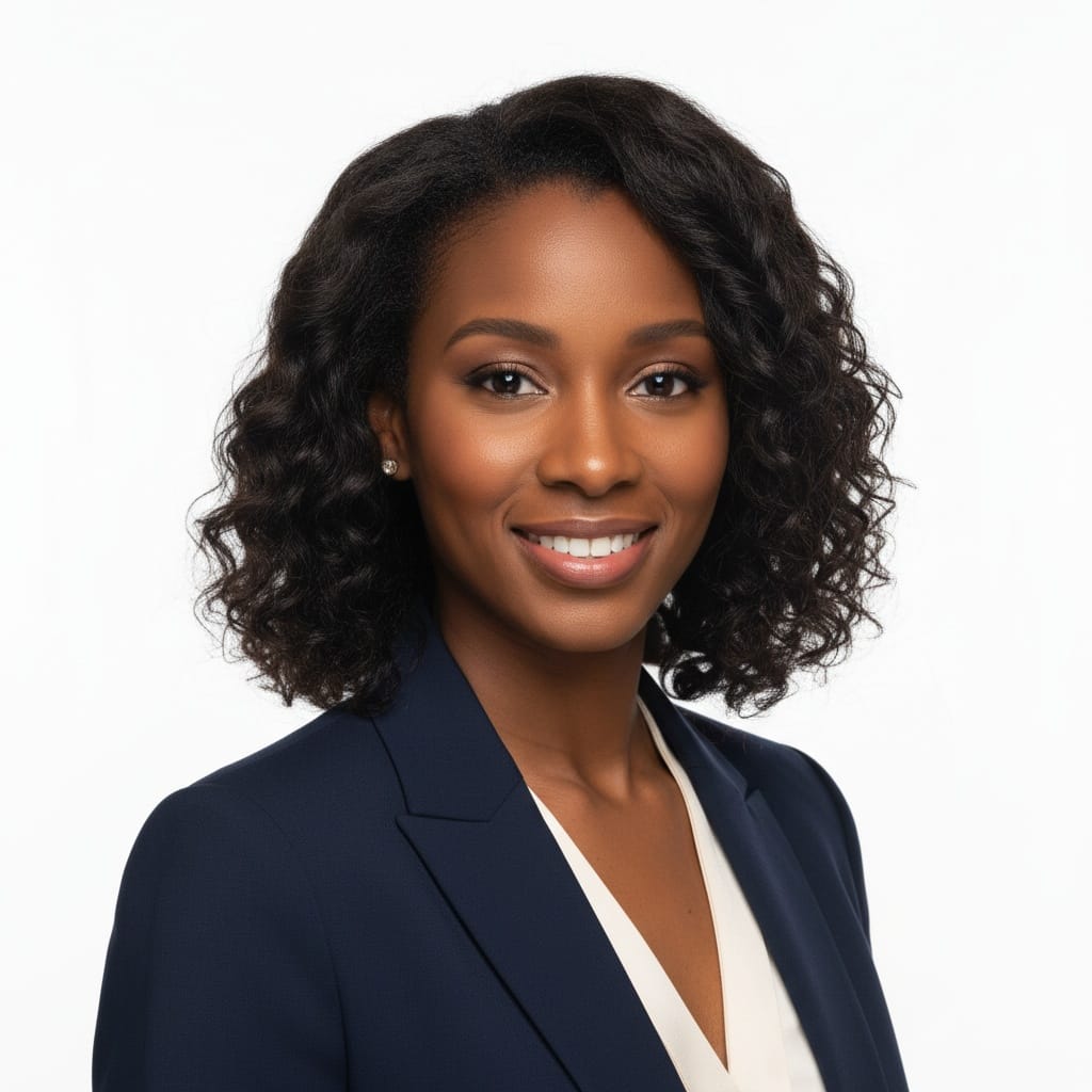 petite black woman white background clean 79445297