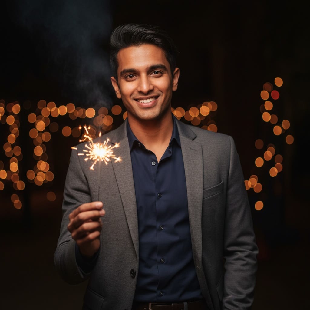 petite indian man birthday sparkler magic 40965165