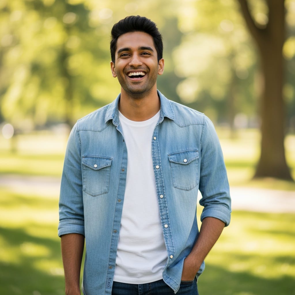 petite indian man laughing candid moment 17985522