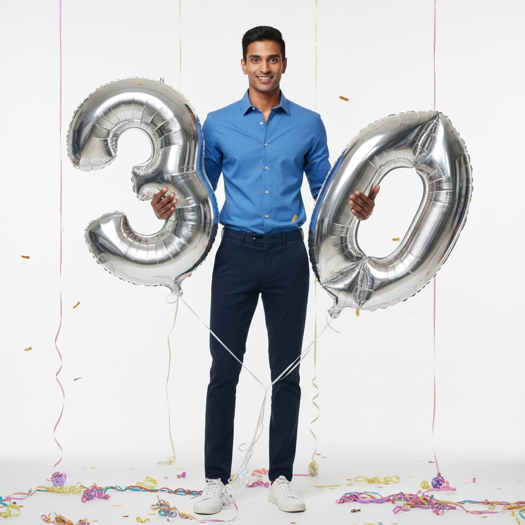 petite indian man milestone number balloons 31185357