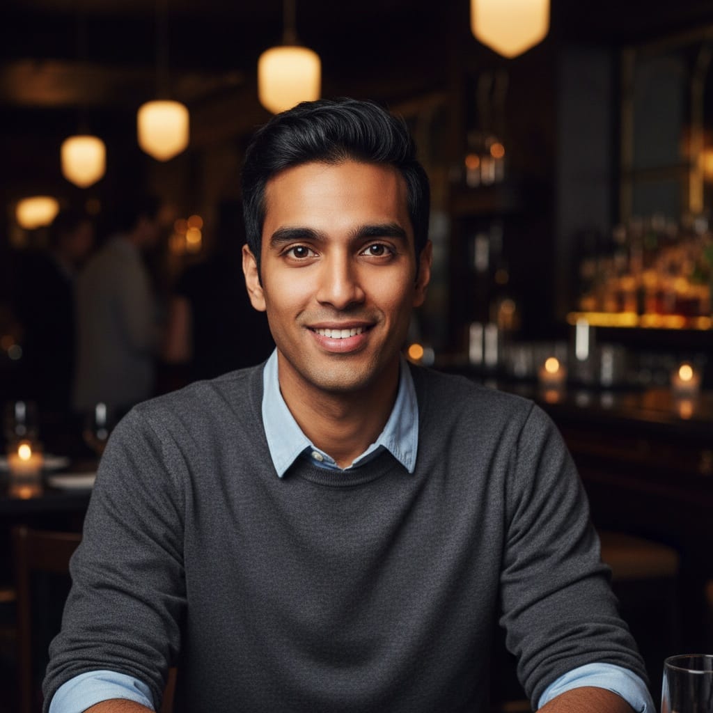 petite indian man restaurant date ready 65064889