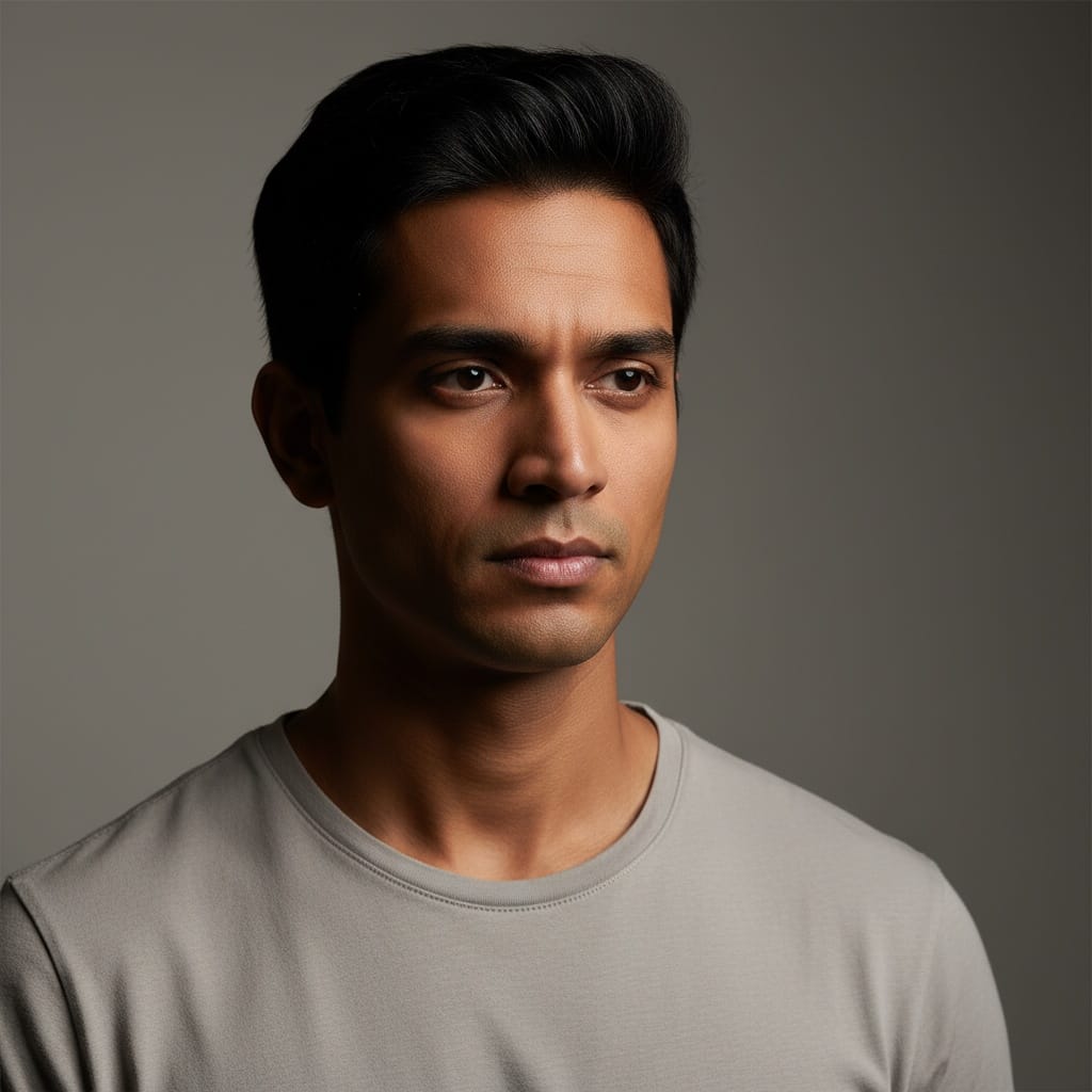 petite indian man serious character study 61126551