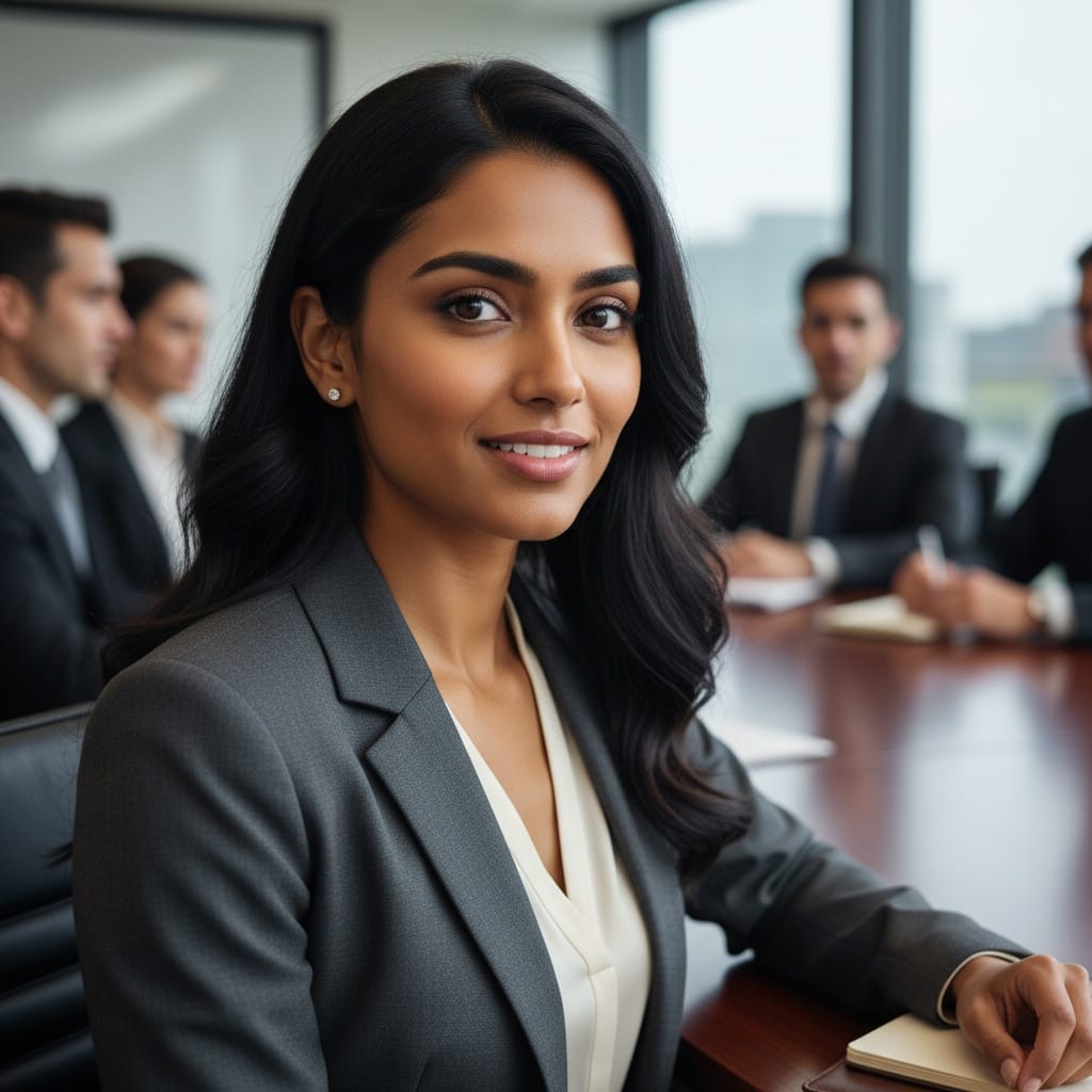petite indian woman close up strategic conversation 43128139