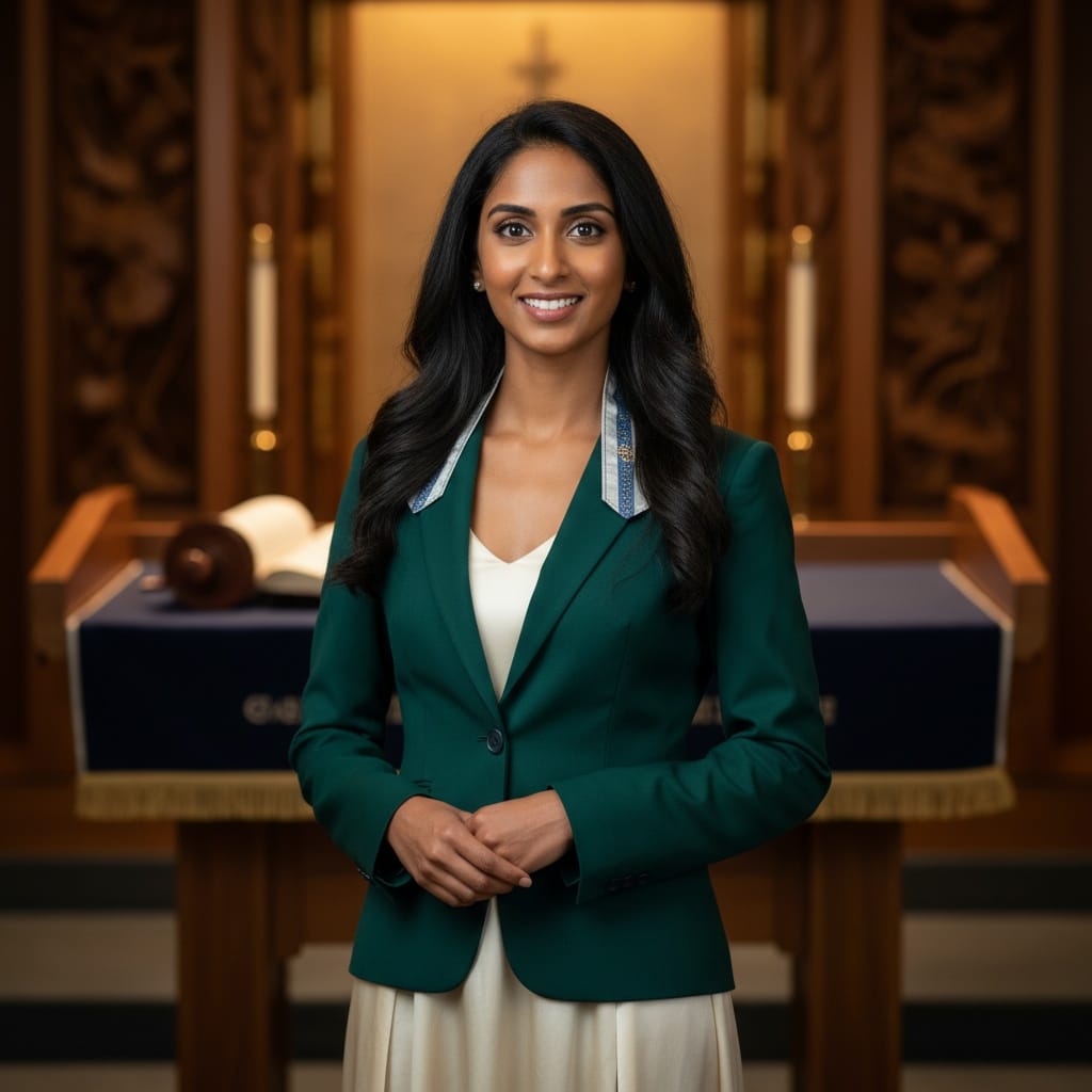 petite indian woman formal portrait temple 86814186