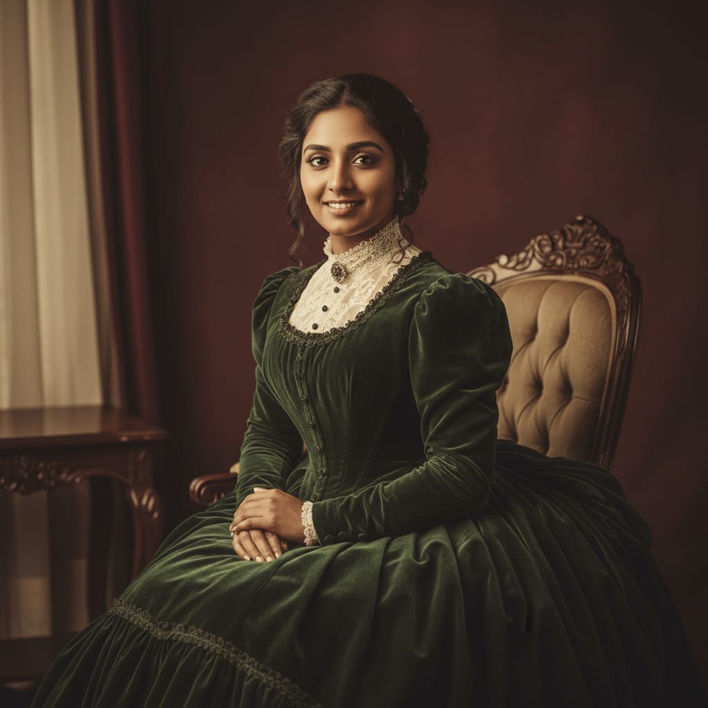 petite indian woman formal studio portrait 44619747