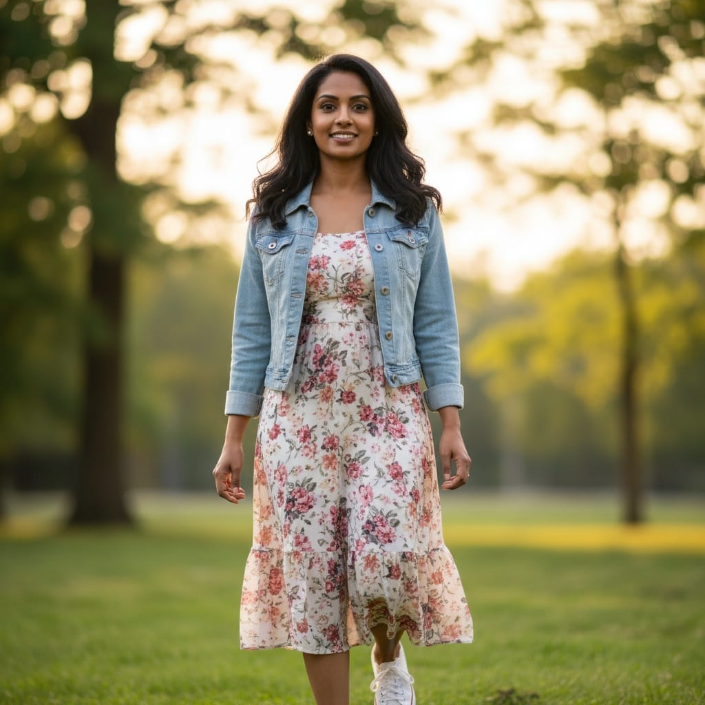 petite indian woman outdoor park walk 31930704