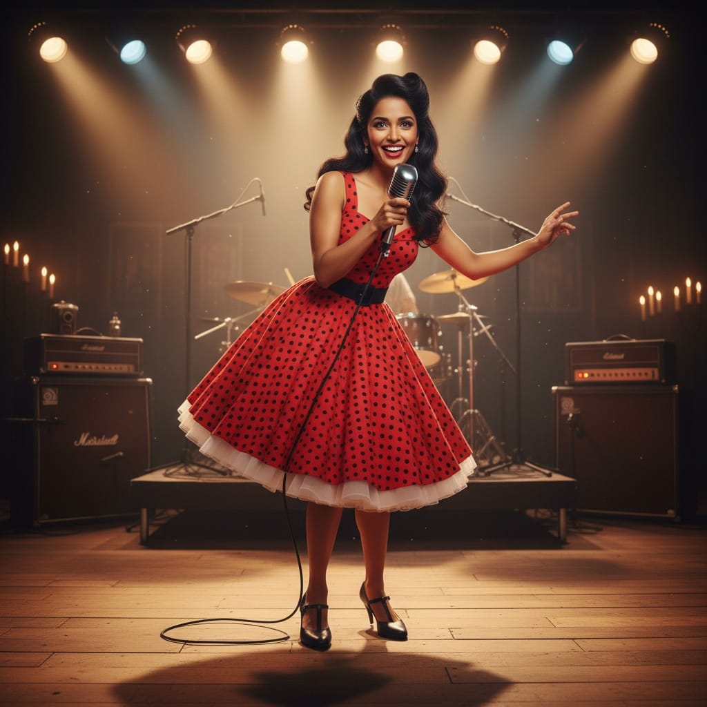 petite indian woman rockabilly stage performance 75555450