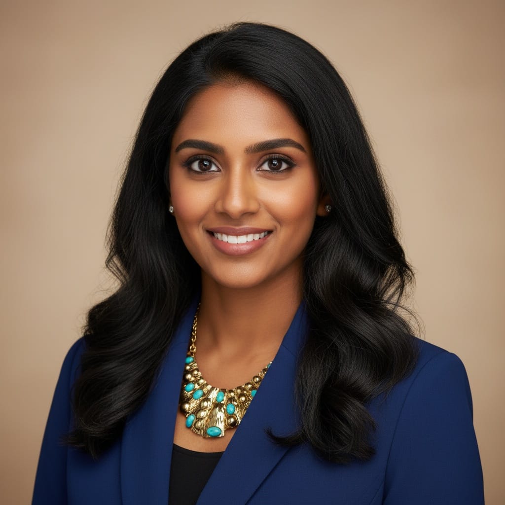 petite indian woman speaking professional setup 13667989