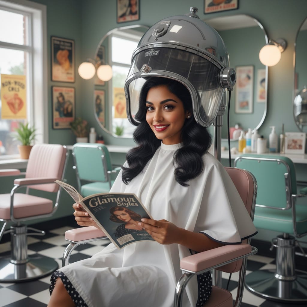 petite indian woman vintage beauty salon 46132410