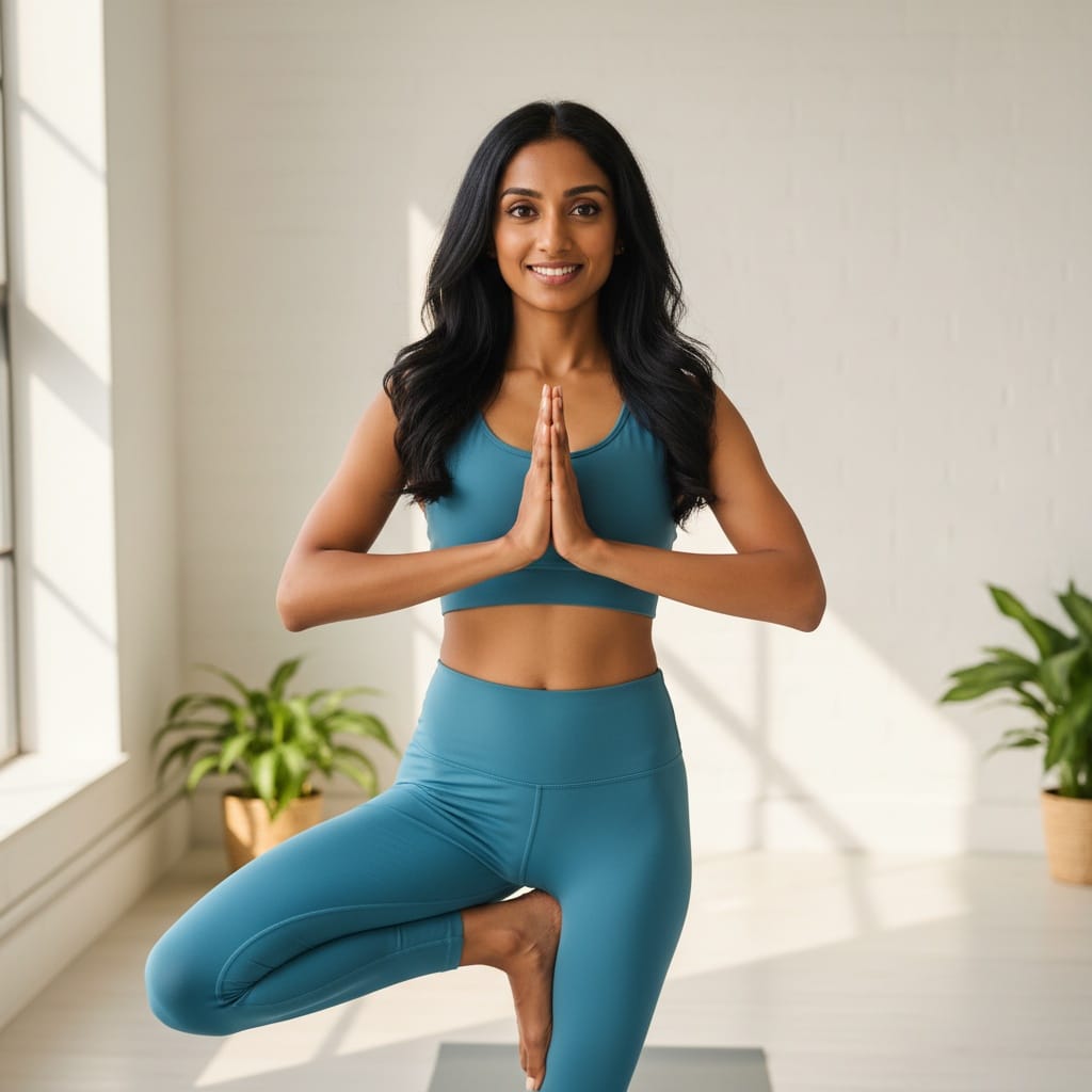 petite indian woman yoga wellness practice 38471647