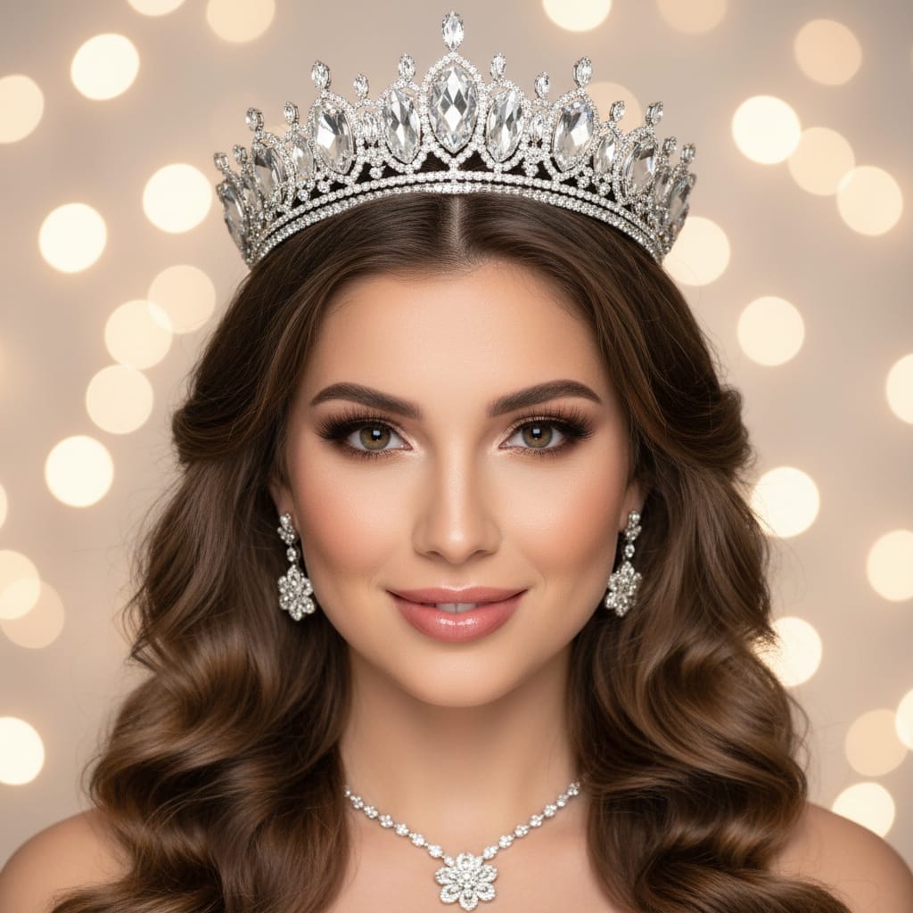 petite latina woman close up tiara portrait 67754503