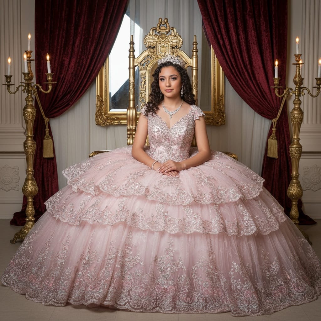 petite latina woman sitting throne chair portrait 74475764