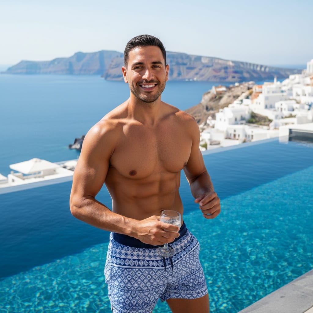 petite latino man infinity pool luxury 98918795