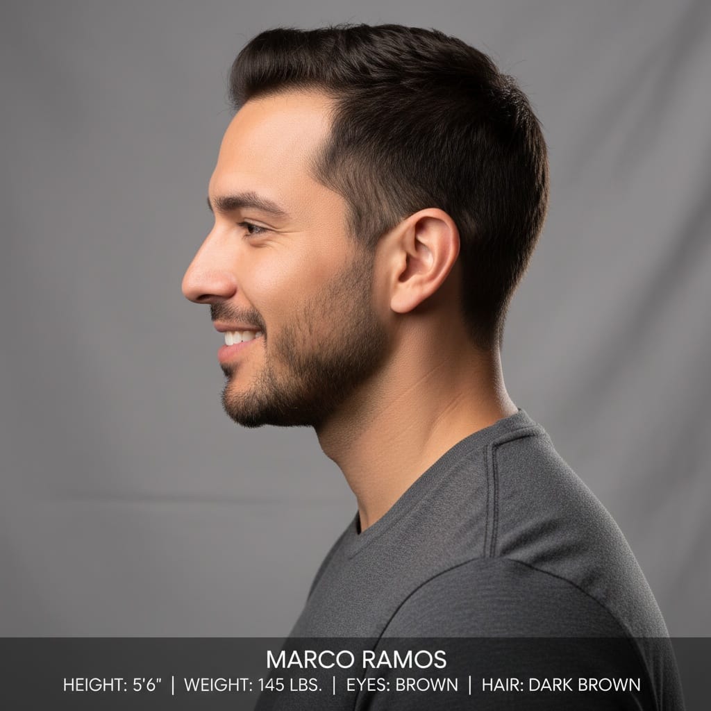 petite latino man profile side angle 78607991
