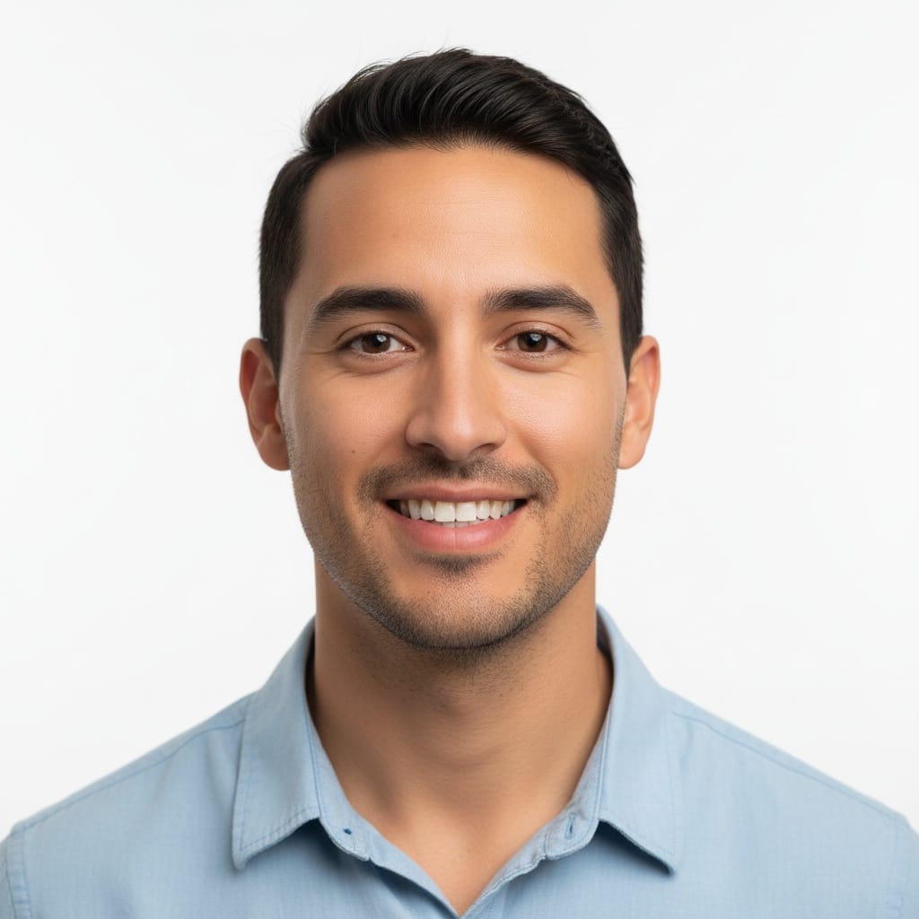 petite latino man smiling commercial friendly 96866461