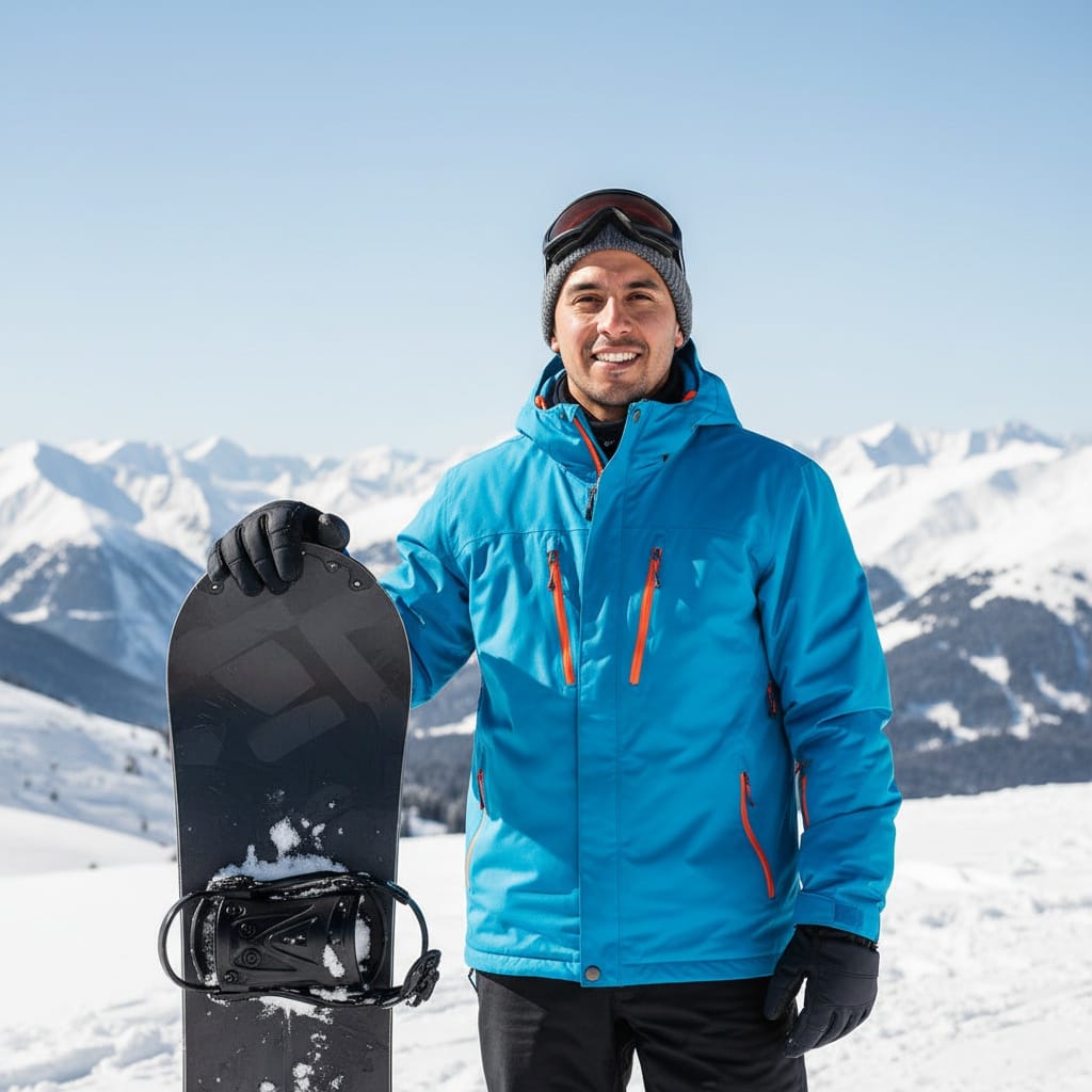 petite latino man snowboarding gear portrait 45556593