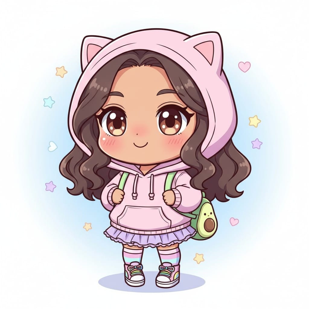 petite latino woman chibi cute expression 83928575