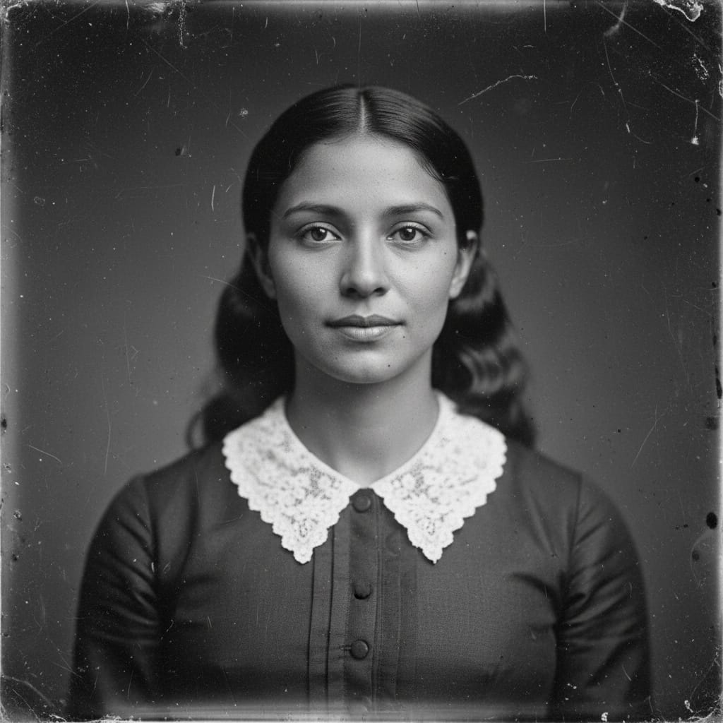 petite latino woman daguerreotype close up 11358161