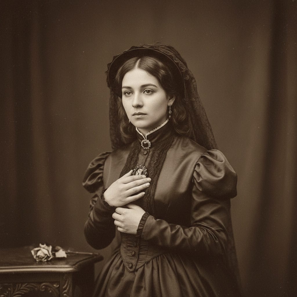 petite latino woman mourning memorial portrait 66961621