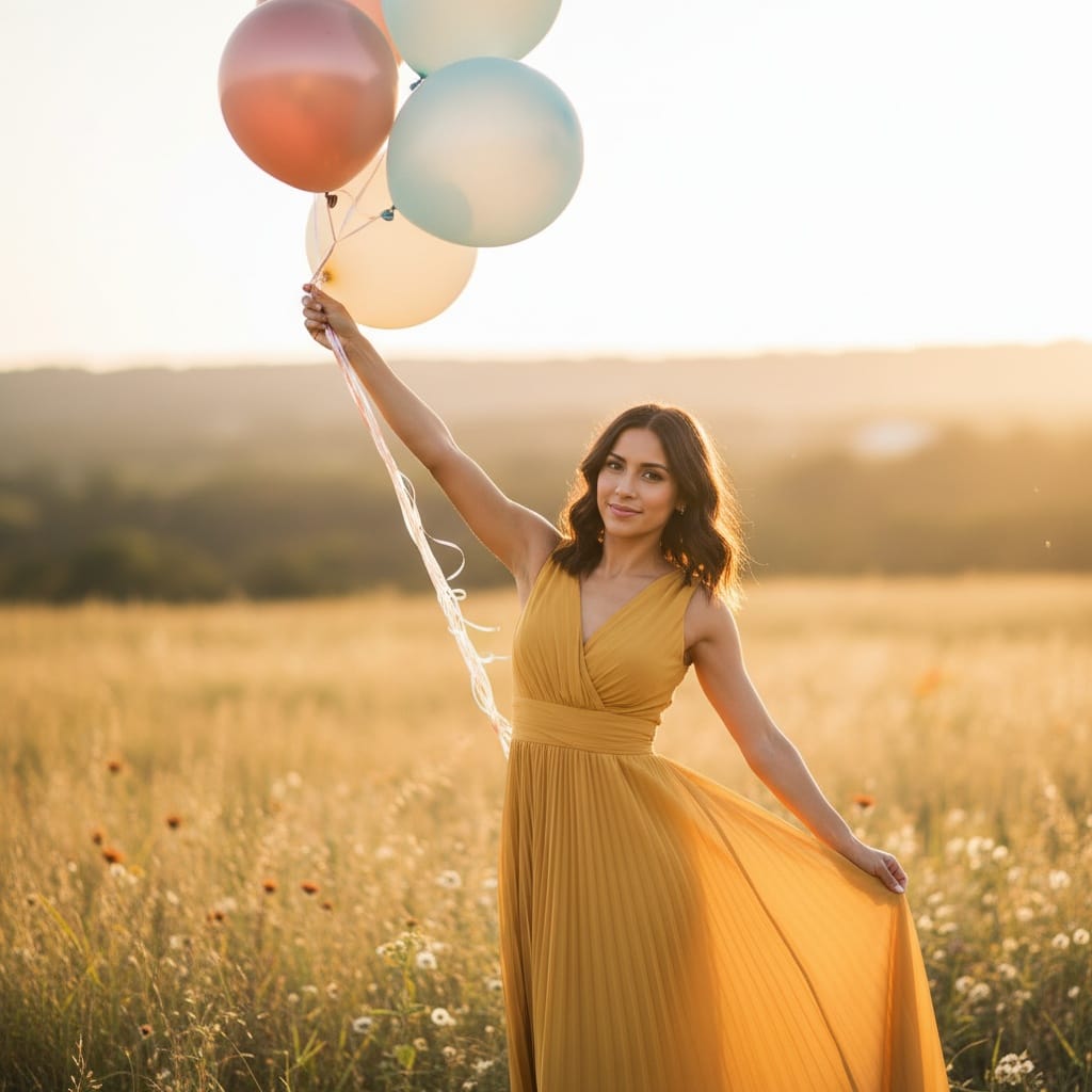 petite latino woman outdoor birthday golden hour 84513504